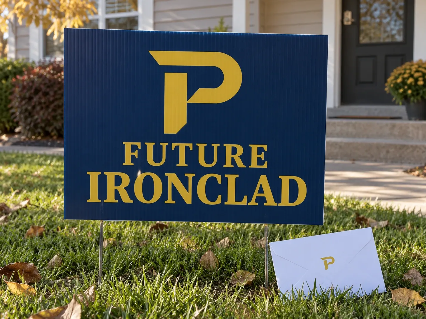 A Future Ironclad yard sign for an admitted student.