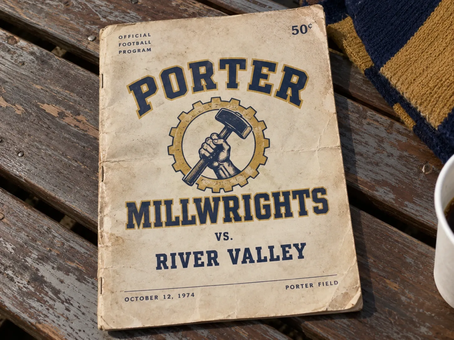A vintage Porter Millwrights football program from before the 1994 rebrand.